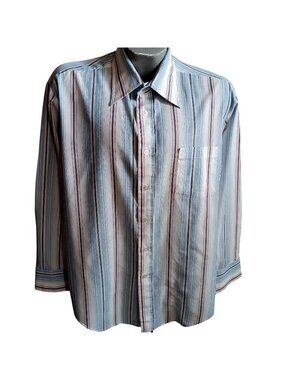 True Vintage Shirt XL 17.5-35 Thin 1980's Blue/Red/White Striped Work